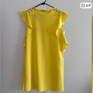 Zara Yellow Mini Dress with Ruffle Sleeves